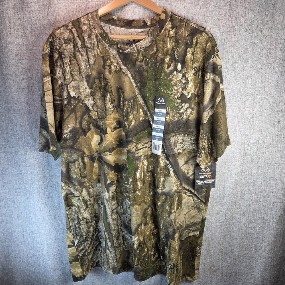 Realtree APX Scent Control Hunting Mens Camo Short Sleeve T-Shirt Large NWT